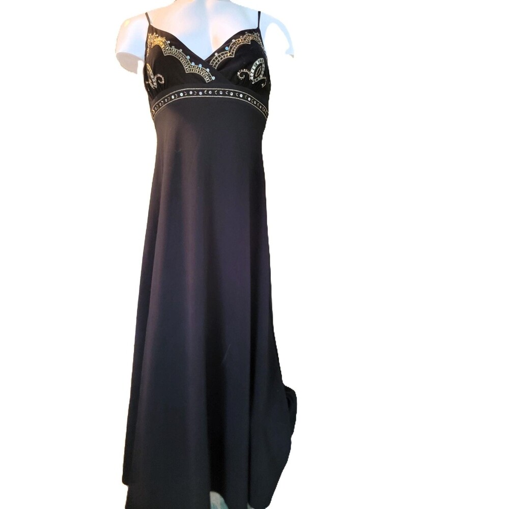Gharani Stok London Fashion Designer Black Dress Sequin Bodice Elastane MINT, Sm